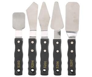 HEEPDD Juego de Cuchillos de Pintura Acrílica de Aceite de Acero Inoxidable, Espátula de Cuchillos de Paleta de 5 Piezas para Geles y Agregados de Textura, Fácil Limpieza y Duradero, para