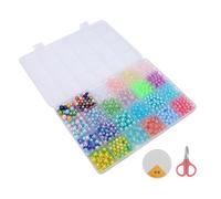 HEEPDD Juego de Cuentas Redondas, Cuentas Sueltas Coloridas, Material ABS de 8 Mm para Pulseras, Collares, Fabricación de Joyas con Orificio para Enhebrar Fácilmente y Suministros de