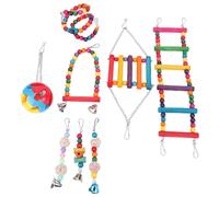 HEEPDD Juego de Juguetes de Escalera de Colores para Pájaros y Loros, Soporte de Perca, Columpio, Juguete para Masticar de Madera para Guacamayos, Cacatúas Grises Africanas Juego de de Escalera de