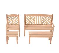 HEEPDD Juego de Muebles de Casa de Muñecas de Madera a Escala 1:12, Sillas de Jardín, Taburetes de Mesa para Juegos en Miniatura, Construcción de Madera Resistente Que Garantiza una Diversión