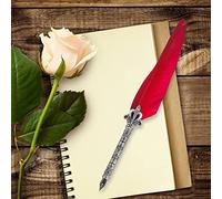 HEEPDD Juego de Pluma Retro de Acero Inoxidable y Cobre con 5 Puntas Intercambiables, Botella de Tinta y Soporte para Elegantes Invitaciones de Caligrafía, Letras Compactas de 11 X 4,5 X 1,9 Pulgadas