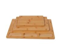 HEEPDD Juego de Tablas de Cortar de bambú de 3 Piezas, Ranura para Jugo Recoge Líquidos Carne, Verduras, Frutas, Pan, Queso, Integrado para Preparación de Barbacoa en la Encimera, 16 X 11 X 0,6