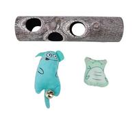 HEEPDD Juguete con Rodillo para Gatos con Orificio para árbol, Juguete Interactivo para Gatos con Campanas de Felpa y Hierba Gatera, Tronco con Múltiples Orificios para Ejercicio