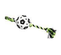 HEEPDD Juguete de Pelota de Fútbol para Perros con Cuerda, Juguete Interactivo de Felpa Suave para Masticar para Entrenar y Jugar, con Relleno de Algodón para Uso en (Juguete de Cuerda de fútbol L)