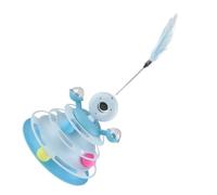 HEEPDD Juguete de Torre de Bolas para Gatos de 4 Capas, Juego Interactivo de Plataforma Giratoria con Plumas y Hierba Gatera para la Salud y el Ejercicio del Gato (Azul Marino Profundo)