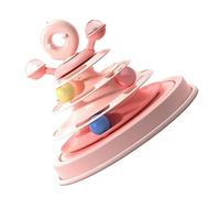 HEEPDD Juguete Interactivo de Torre de Bolas de Hierba Gatera con Plumas, Juego de Plataforma Giratoria para Mascotas con Riel de 4 Capas, Aumenta el Interés, Diversión para Gatos, (Pink)