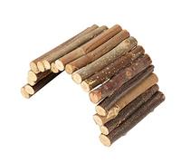 HEEPDD Juguete para Hámster con Escalera de Madera, Puente de Escalada de Madera Natural para Mascotas Pequeñas, Hábitat Hámsteres, Ratones, Reptiles, Mejora la Experiencia de (M)