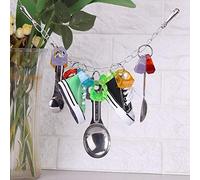 HEEPDD Juguete para Masticar Pájaros, Cuchara de Metal Hecha a Mano, Columpio Colgante para Loros, Periquitos, Grises Africanos, Promueve el Comportamiento de Masticación Natural, el Diseño