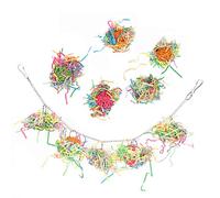 HEEPDD Juguete Triturador para Loros, Colorido Juguete para Masticar Bolas de Ratán con Cadena de Metal, Ideal para Jaulas de Pájaros y Actividades de Juego