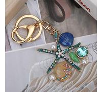 HEEPDD Keychain de Diamantes de Imitación de Cristal, Linda Cadena de Vieira de Estrella de Mar, Llavero, Encimera de Llave de Llave, Bolso, Bolso, Decoración de Regalos de Vacaciones