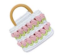 HEEPDD Kit de Bricolaje de Bolso de Punto, Kit de Bricolaje de Bolso Tejido, Artesanía de Estilo Floral, Material de Poliéster de Colores Brillantes con Herramienta Completa para (Tipo 2)
