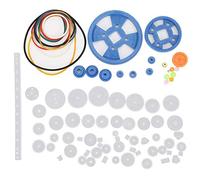 HEEPDD Kit de Engranajes de Plástico, 80 Piezas, Poleas, Ejes y Accesorios para Motor, Set de Construcción para Proyectos de Robótica