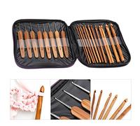 HEEPDD Kit de Ganchillo, 20 Piezas, Agujas de Tejer de Bambú, Set de Accesorios para Tejido y Bordado