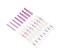 HEEPDD Kit de ganchillo, 8 piezas de aluminio de ganchillo conjunto de agujas de tejer con mango de plástico floral impreso mango tejido hilo Craft Set[L] Agujas de gancho