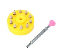 HEEPDD Kit de Herramientas de Reparación de Relojes de Acero Inoxidable, 10 Pines de Repuesto, Construcción Robusta, Tamaños Versátiles, Portátil y Práctico (Base Amarilla)