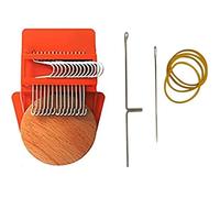HEEPDD Kit de Herramientas de Telar, Máquina de Tejer de Acero Inoxidable ABS con Banda de Goma para Ajuste de Urdimbre de Tela y Reparación de Zurcir, 12 14 Ganchos, 6,5 Cm de Diámetro (naranja