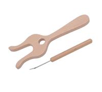 HEEPDD Kit de Tenedor y Aguja para Tejer, Juego de Herramientas para Trenzar Pulseras de Madera de Haya, Trenzador de Tenedor de Madera con Acabado Liso para Pulseras, Collares, para Principiantes y