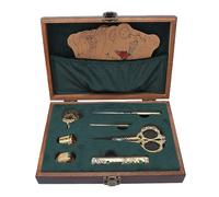 HEEPDD Kit de Tijeras para Bordar, Kit de Costura de Estilo Europeo con Tijeras, Enhebrador de Agujas, Punzón, Dedal y Más, Regalos para el Día de la Madre para Adultos, Principiantes,