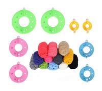 HEEPDD Kits para Hacer Pompones, Tejedor de Bolas de Pelusa de Hilo Colorido con Lana de 12 Colores para Proyectos de Bricolaje y Manualidades para Niños y Adultos