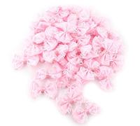 HEEPDD Lazo de satén, 50 lazos de encaje, lazo artesanal, mini apliques de cinta de satén para ropa, faldas, diadema, calcetines, decoración de embalaje