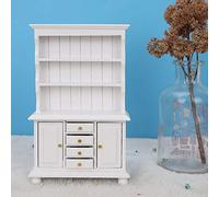 HEEPDD Librería para Casa de Muñecas, Muebles en Miniatura de Madera a Escala 1:12, Estantería de Tres Capas para Decoración de Casa de Muñecas y Jardín de Hadas (White)