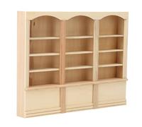 HEEPDD Librería para Casa de Muñecas, Vitrina en Miniatura de Madera, Casas de Muñecas 1:12, Habitación para Niños de 9,1 X 7, Pulgadas o Regalo Navideño (Color Madera (librería Triple))