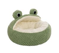 HEEPDD Linda Cama para Gatos, Cama para Gatos con Forma de Rana Verde, con Fondo Antideslizante, Cálida Cueva, Nido para Dormir con (M)
