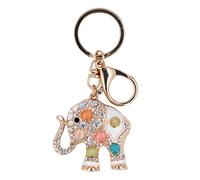 HEEPDD Llavero de Elefante de Aleación de Zinc con Diamantes de Imitación, Cadena Llave de Forma de Animal Chapada en Oro para Niñas de la Moda, Llaves de Carro de Bolso de Moda