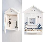 HEEPDD Llavero de Madera Montado en la Pared, Solución de Almacenamiento Versátil con Dimensiones de 11,6 X 7,1 Pulgadas, Diseño Temático de Faro para Decoración Costera del Hogar o Uso (caja de