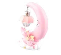 HEEPDD Luz Nocturna LED con Luna de Dibujos Animados, Lámpara de Noche Cálida Regulable, Luz de Mesa de Guardería de 11 Cm X 15 Cm para Dormitorio de Bebé, Brillo Suave para Dormir, Alimentar y (PINK)