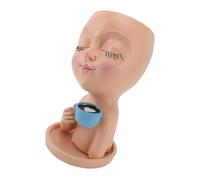 HEEPDD Macetero de Resina con Forma de Cabeza, Bonito Gesto de café, con Orificio de Drenaje y Bandeja Desmontable para Decoración de Interiores y Exteriores, Jardín, Hogar, Oficina, (Orange)