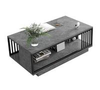 HEEPDD Mesa de Centro Gris, Mesa Central de Sala de Estar con Estante, Diseño Rectangular Que Ahorra Espacio para el Hogar Moderno de Centro Gris, Tablero de Alta Densidad, Muebles Vintage Nan