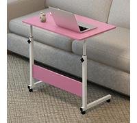 HEEPDD Mesita de Noche Elevable, Mesita de Noche con Marco de Metal para Ordenador Portátil para Dormitorio, Diseño Que Ahorra Espacio con Tamaño de 60 X 40 Cm para un Uso Fácil (Pink)