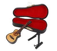 HEEPDD Modelo de Guitarra Eléctrica en Miniatura, Decoración de Tilo, Modelo de Guitarra Recortada de Metal con Soporte para y Caja de Almacenamiento para Decoración de Escritorio, Regalo de