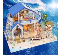 HEEPDD Muebles y Luces LED para Amantes de Las Manualidades de 14 Años en Adelante Casa de Muñecas Kit de Casa de Bricolaje en Miniatura con Necesidades Diarias del Hogar de Madera (Estilo 3)