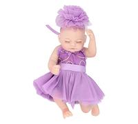 HEEPDD Muñeca Reborn Multifuncional para Recién Nacido, Juguete Realista de Silicona Suave de 10 Pulgadas para Dormir para Niños y Nuevos (Niña Blanca de 10 Pulgadas con los Ojos Cerrados #11)