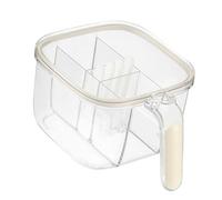 HEEPDD Ollas Transparentes para Condimentos, Material PET Ligero, Caja de Especias de 4 Compartimentos, Ideal para Organización de Cocina y Cocina Casera (amarillo crema)