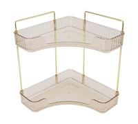 HEEPDD Organizador de Mostrador de Esquina, Estante de Mostrador de Baño de 2 Niveles de Hierro y PP, 29,5 X 21 X 34,5 Cm, Estante de Esquina para Artículos de Tocador de Maquillaje para el Cuidado