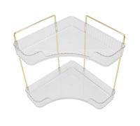 HEEPDD Organizador de Mostrador de Esquina, Estante de Mostrador de Baño de 2 Niveles de Hierro y PP, 29,5 X 21 X 34,5 Cm, Estante de Esquina para Artículos de Tocador de Maquillaje para el Cuidado