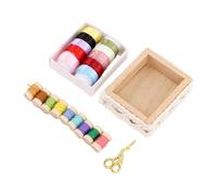 HEEPDD Otros Suministros de Costura y Bordado Figuras, Accesorios Coloridos a Escala 1/12 Incluye Hilo de Coser y Tijeras Muebles para Casa de Muñecas Kit de Máquina de Coser para Niños para Casa de