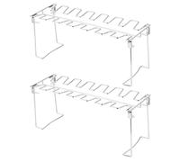 HEEPDD Paquete de 2 Rejillas para Patas de Pollo de Acero Inoxidable, Soporte Plegable para Asador de Barbacoa, Accesorios para Parrilla para Ahumador, Horno, Picnic, Plateado
