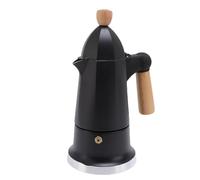 HEEPDD para Estufa, Olla de Aleación de Aluminio con de Madera de Haya y Válvula de Seguridad para Crema Rica y café Italiano Auténtico de 8,3 X 3,9 Pulgadas (BLACK)