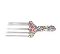 HEEPDD Peine para Recoger el Cabello, Púa Afro Profesional para Desenredar de Acero Inoxidable para Usuarios de Peinado Rizado (Cintura flor K4)