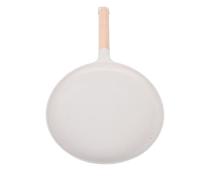 HEEPDD Plancha para Panqueques, Sartén Plana de Aleación de Aluminio con Revestimiento Antiadherente de Doble Capa con de Madera a Prueba de Calor, para Panqueques, Tortillas, Crepes, (Beige)