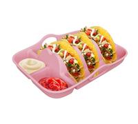 HEEPDD Platos de Silicona para Tacos con Divisor, Soporte Reutilizable de Primera Calidad para Tacos, Apto para Lavavajillas, con Marco Reforzado de Metal para, Nachos, Bandeja para (PINK)