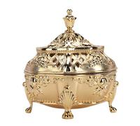 HEEPDD Porta Incienso Vintage, Elegante Pieza Decorativa de Aleación de Zinc con Diseño Floral con Recogedor de Cenizas Extraíble y Tapa para un Sereno Estudio de Oficina en el Dormitorio