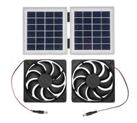 HEEPDD Potente Kit de Ventilador de Escape Solar de Flujo de Aire, Ventilador de Enfriamiento de Ventilación de Escape de 2x5w a Prueba de Lluvia con Panel Solar Plegable de 10 W para (WHITE)