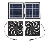 HEEPDD Potente Kit de Ventilador de Escape Solar de Flujo de Aire, Ventilador de Enfriamiento de Ventilación de Escape de 2x5w a Prueba de Lluvia con Panel Solar Plegable de 10 W para (BLACK)