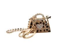 HEEPDD Purse Keychain, 3D Sparkling Charm Rhinestones Leopard Wallet Anillo de Llave para Mujeres Cayos de Automóvil de Niñas Nan