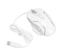 HEEPDD Ratón F7, mouse para juegos con cable RGB retroiluminado placa inferior ancha diseño ergonómico 4 niveles DPI para el hogar (blanco)